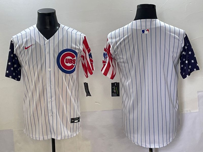 Men 2025 Chicago Cubs Blank White Stripe a generation of national flags Joint Name Nike MLB Jersey style 1->chicago cubs->MLB Jersey